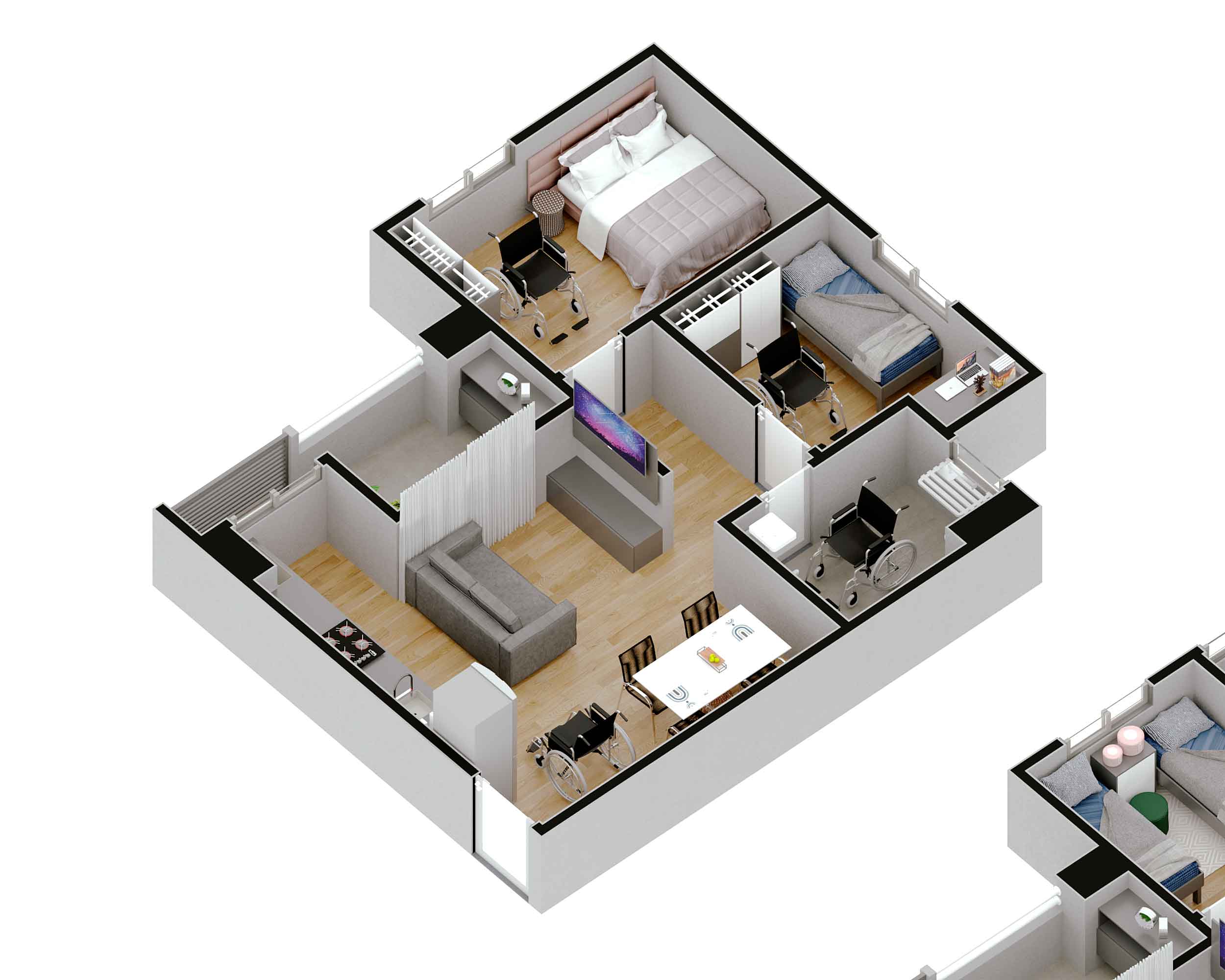 [SA]-CEREJEIRAS---PLANTA-PCD-2DORMS-SEM-SUÍTE-3D