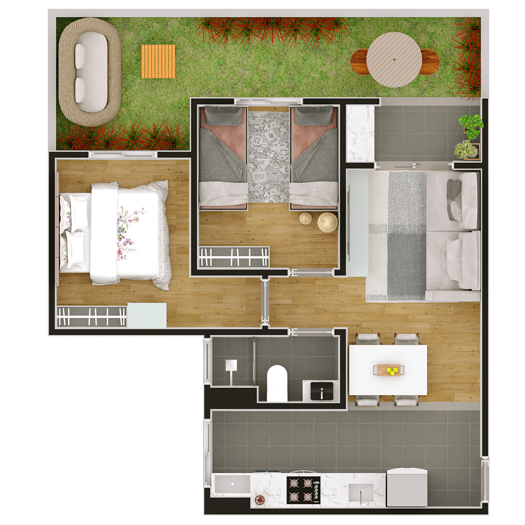 [SA] FLORENÇA - PLANTA GARDEN CANTO 2DORMS 2D