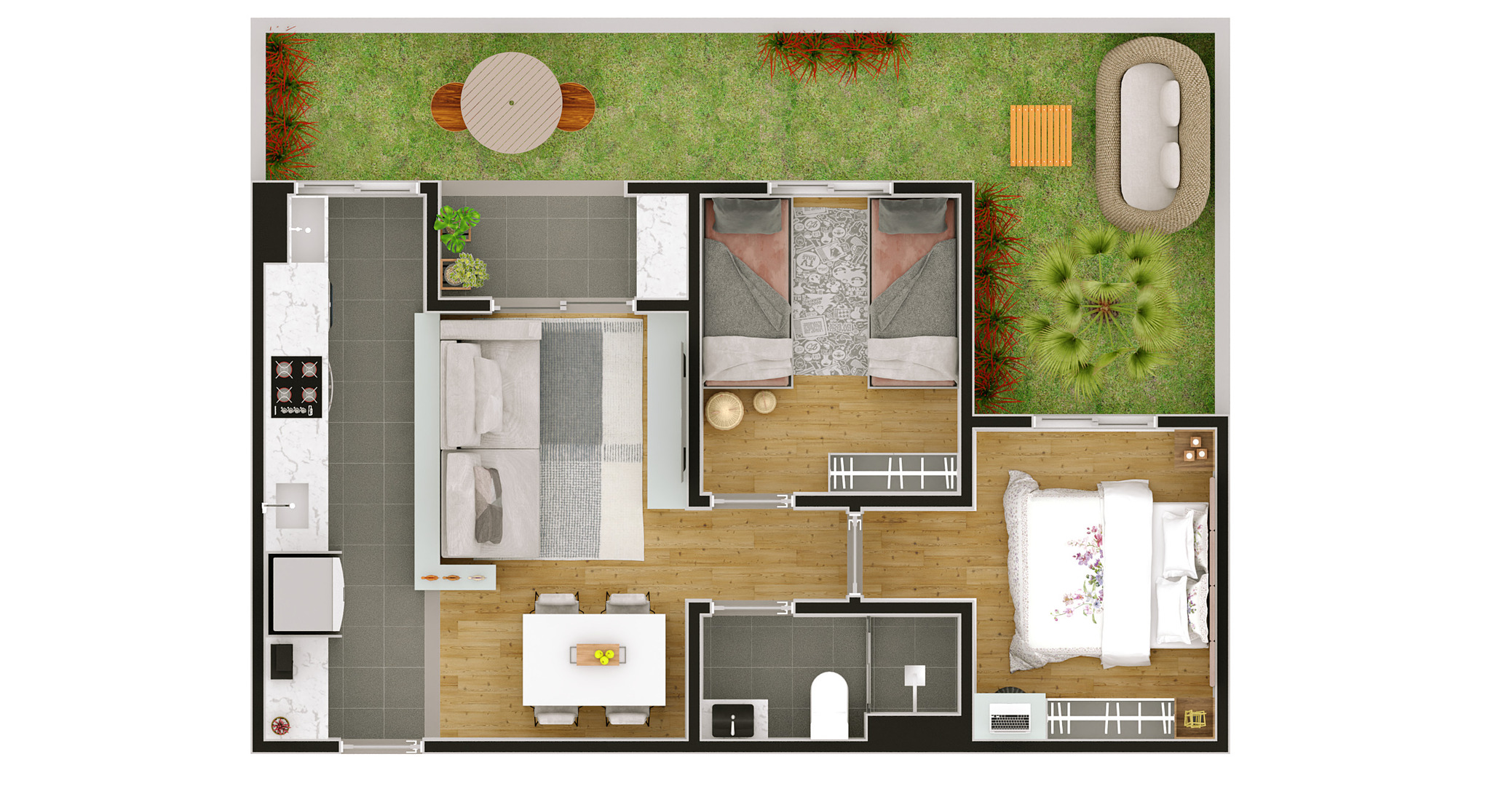 [SA] FLORENÇA - PLANTA GARDEN MEIO 2DORMS 2D
